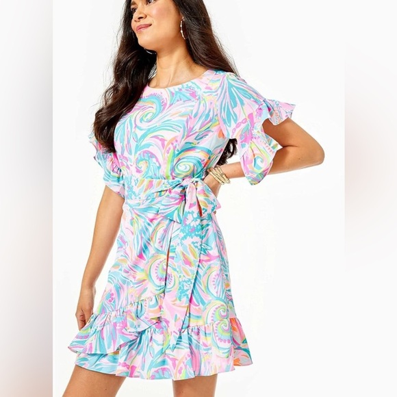 LILLY PULITZER Darlah Ruffle Dress in Carnivale Coral size 6 EUC - Picture 1 of 9